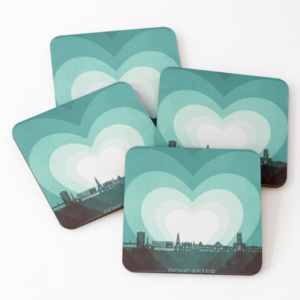 Item preview, Doncaster England Skyline Hearts Teal designed and sold by ArtPrints.