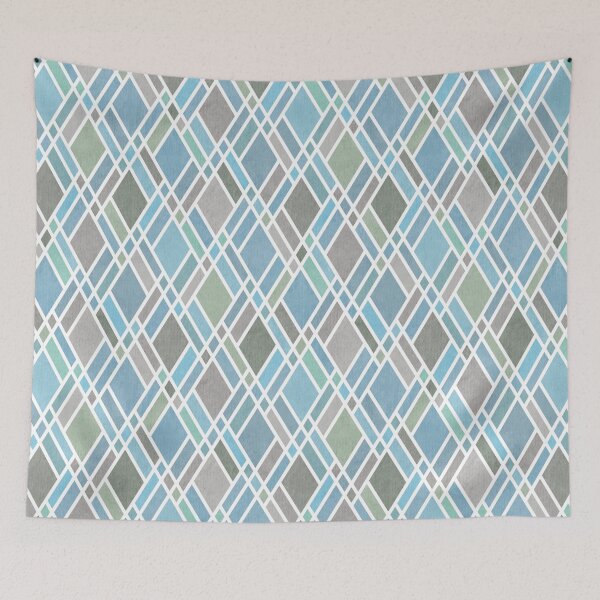 Item preview, Coastal Blue Grey Diamond Grid  designed and sold by micklyn.