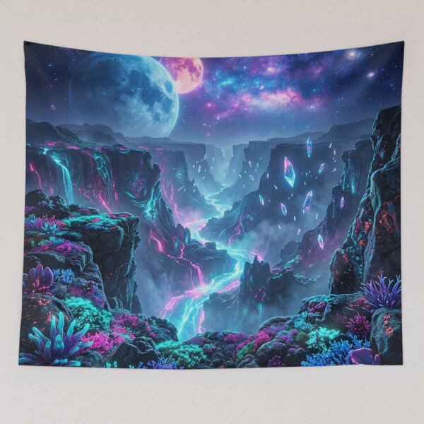 Item preview, Lumina Rift Bioluminescent Alien Canyon Landscape designed and sold by Luminous Wilds.