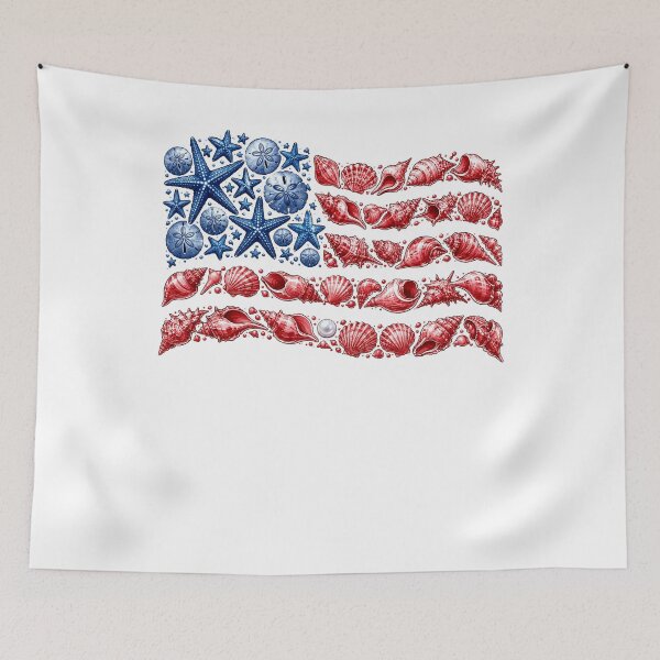 Item preview, Seashell USA Flag 4th of July for Men Women Kids Summer  designed and sold by clothesy7.