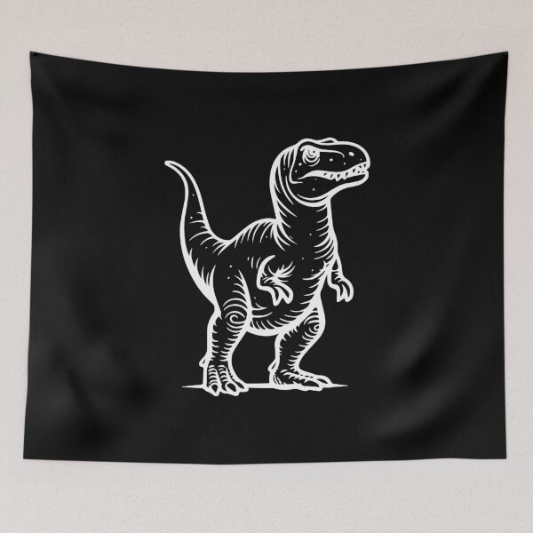 Item preview, Crisp Black‑and‑White T‑Rex Line Art with Classic Dino Vibes designed and sold by Analog Aura .