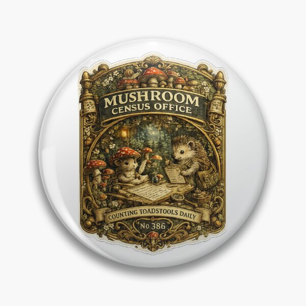 Item preview, Mushroom Census Office | Counting Toadstools Daily | Woodland Government Badge Design designed and sold by MrDev.