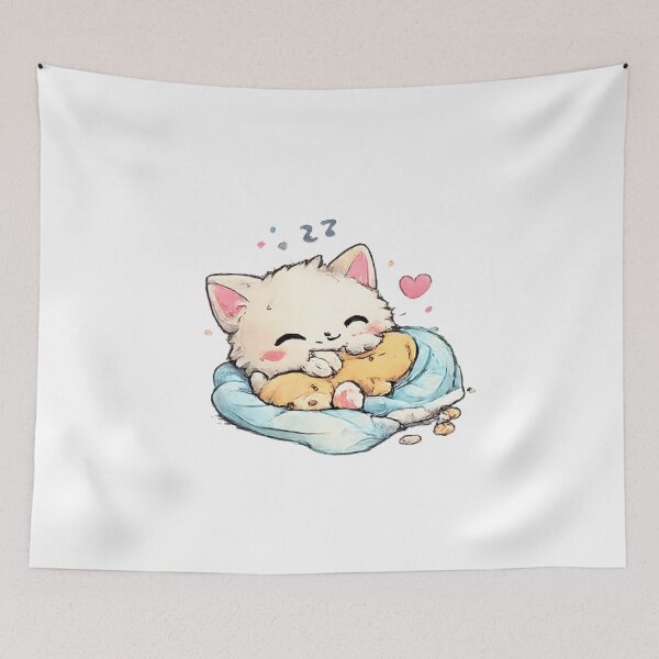 Item preview, Sleeping Kawaii Kitten – Cute Cozy Cat Dreaming Design designed and sold by vansaidshop ⭐⭐⭐⭐⭐.