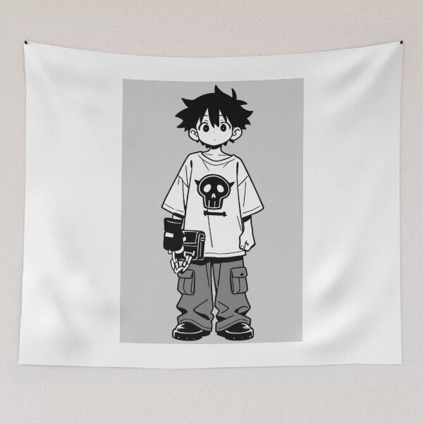 Item preview, Fashion - Man in Black Top Cargo Pants Chain Wallet Streetwear Anime Variant 4 designed and sold by AnimeShin.