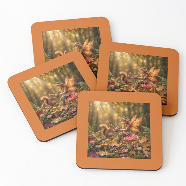 Item preview, ​Autumn Fairy and Squirrel Mushroom Meeting. designed and sold by JoyNest = "The nest of joy".
