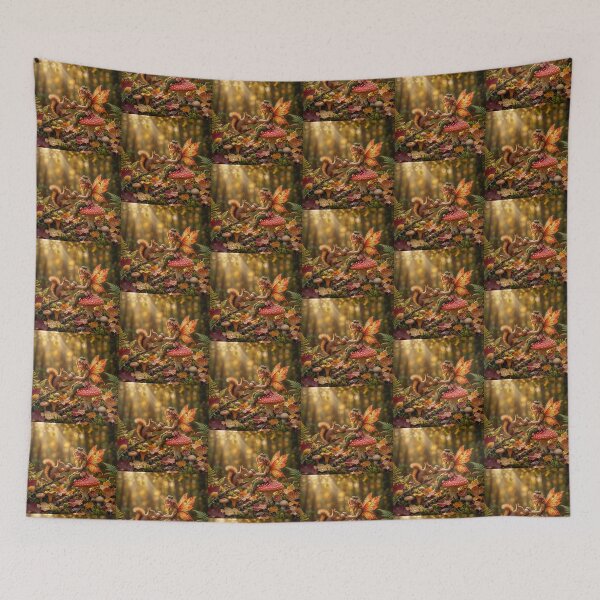 Item preview, ​Autumn Fairy and Squirrel Mushroom Meeting. designed and sold by JoyNest = "The nest of joy".