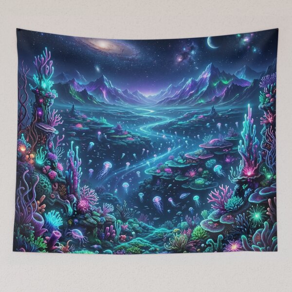 Item preview, Celestial Reef Bioluminescent Alien Ocean Landscape designed and sold by Luminous Wilds.