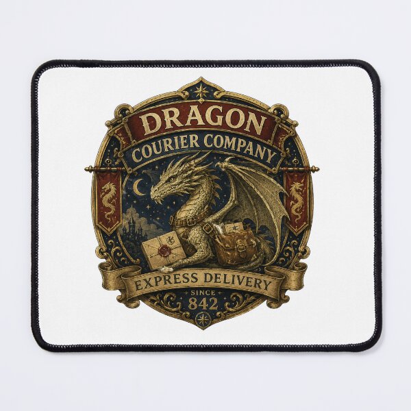 Item preview, Dragon Courier Company | Express Delivery Since 842 | Fantasy Guild Emblem Design designed and sold by MrDev.
