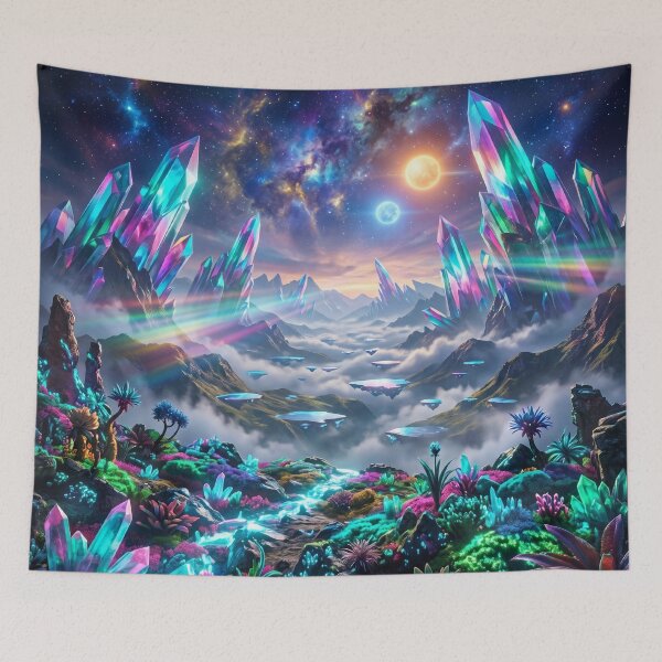 Item preview, Prismspire Highlands Neon Alien Fantasy Landscape designed and sold by Luminous Wilds.