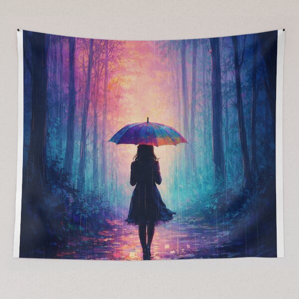 Item preview, Blue Purple Rainy Forest Umbrella Art Print designed and sold by Joey Santiago.