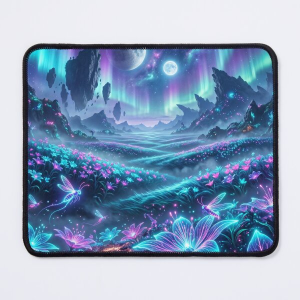 Item preview, Quantum Bloom Neon Alien Fantasy Expanse Landscape designed and sold by Luminous Wilds.