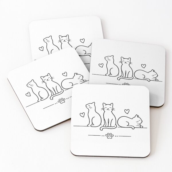 Item preview, Minimalist cats with hearts and paw print designed and sold by Side Quest Co..