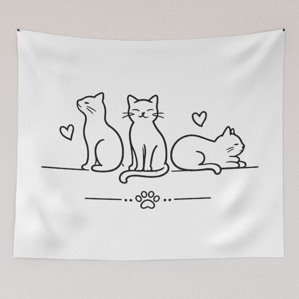 Item preview, Minimalist cats with hearts and paw print designed and sold by Side Quest Co..