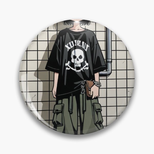 Item preview, Fashion - Man in Black Top Cargo Pants Chain Wallet Streetwear Anime Variant 5 designed and sold by AnimeShin.