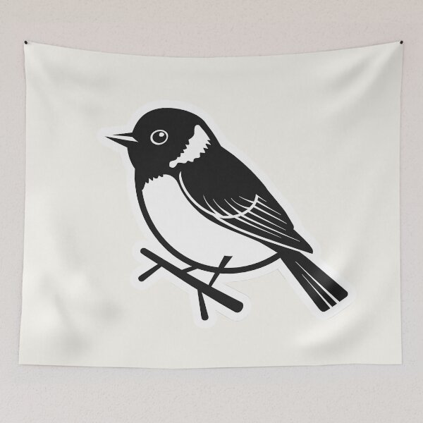 Item preview, Black and White Songbird  | Minimal Filora Atelier Bird Art  designed and sold by Filora Atelier | Bird Art.