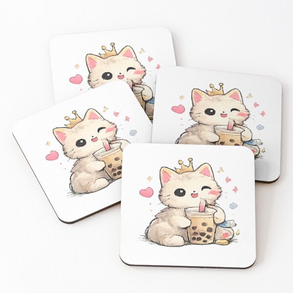 Item preview, Kawaii Bubble Tea Cat – Cute Boba Kitten Princess Design designed and sold by vansaidshop ⭐⭐⭐⭐⭐.