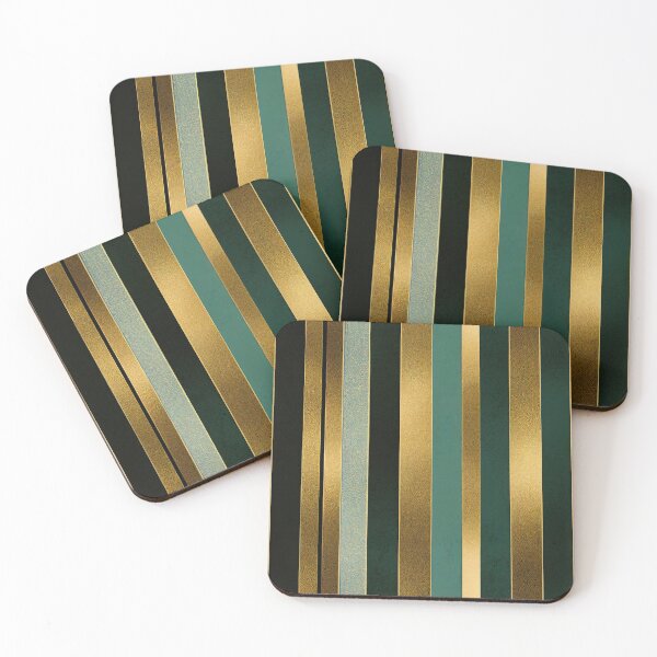 Item preview, Art Deco Golden, Teal, And Black Stripes Pattern designed and sold by DEC02.
