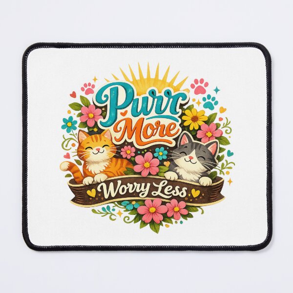 Item preview, Purr more, worry less mantra designed and sold by Side Quest Co..