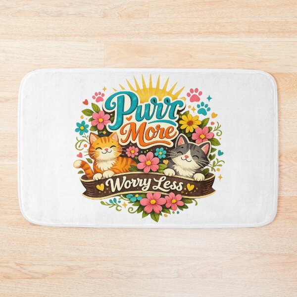 Item preview, Purr more, worry less mantra designed and sold by Side Quest Co..