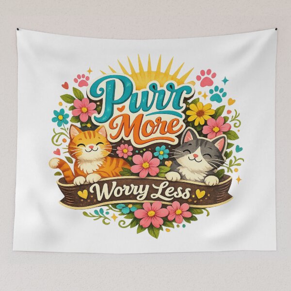 Item preview, Purr more, worry less mantra designed and sold by Side Quest Co..