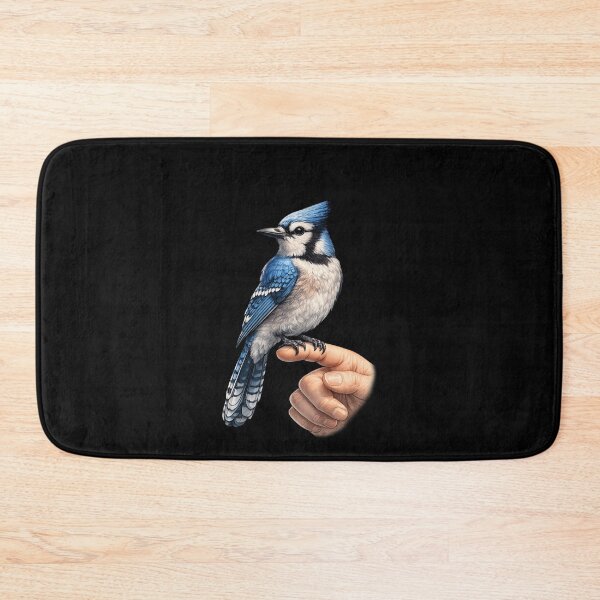 Item preview, Funny Blue Jay Bird Perched On Finger Wildlife Nature Art designed and sold by elderberry.