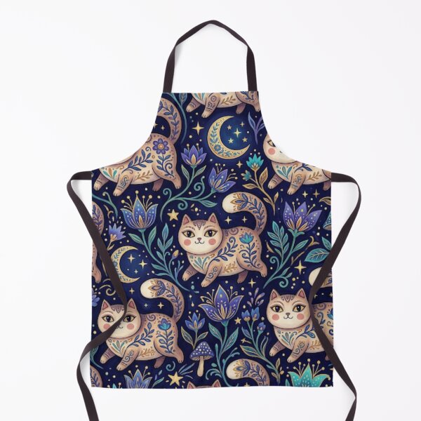 Item preview, Magical Moon Garden Folk Art Cats designed and sold by Iampoji.