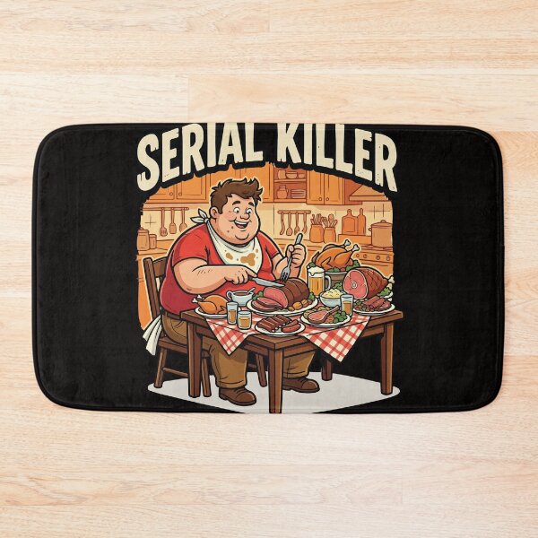 Item preview, Serial Killer – Funny Cartoon Man Eating Huge Meat Feast designed and sold by jfcreations.