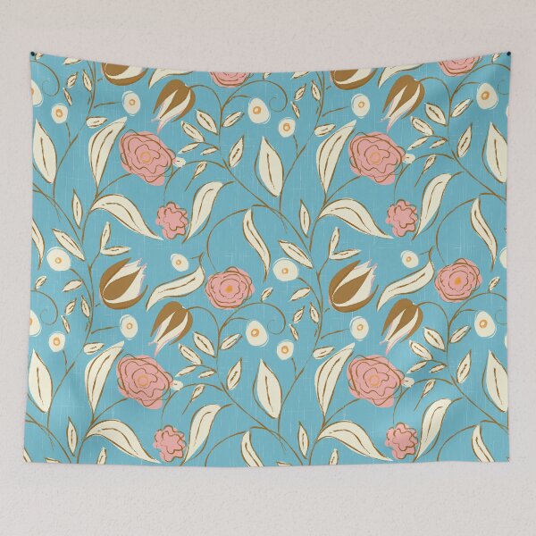 Item preview, Modern Chintz Floral Sky Blue designed and sold by susycosta.