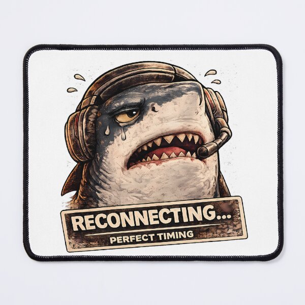 Item preview, Reconnecting Perfect Timing Funny Gamer Shark Meme designed and sold by DryHumorPrints.