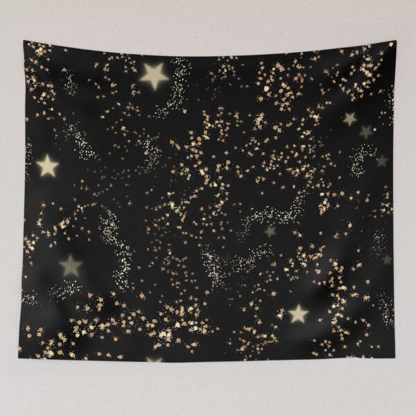Item preview,  Golden Star Confetti Night Pattern Black background designed and sold by Fantacaroo Designs.