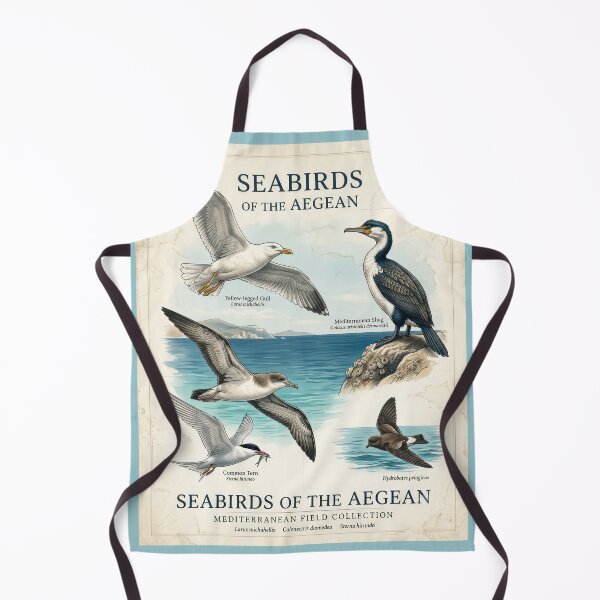 Item preview, Seabirds of the Aegean - Vintage Mediterranean Wildlife Field Guide Poster designed and sold by angelisart.