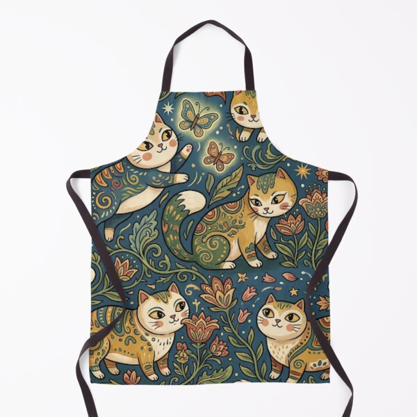 Item preview, Whimsical Folk Art Cats in Magical Garden designed and sold by Iampoji.