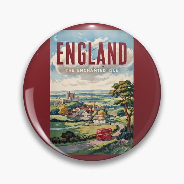 Item preview, England Bus Landscape Illustration Travel Art Vintage designed and sold by KrisSidDesigns.