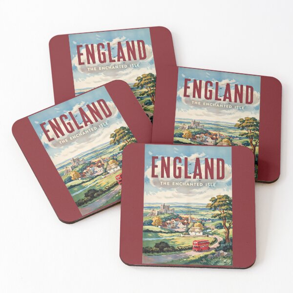 Item preview, England Bus Landscape Illustration Travel Art Vintage designed and sold by KrisSidDesigns.