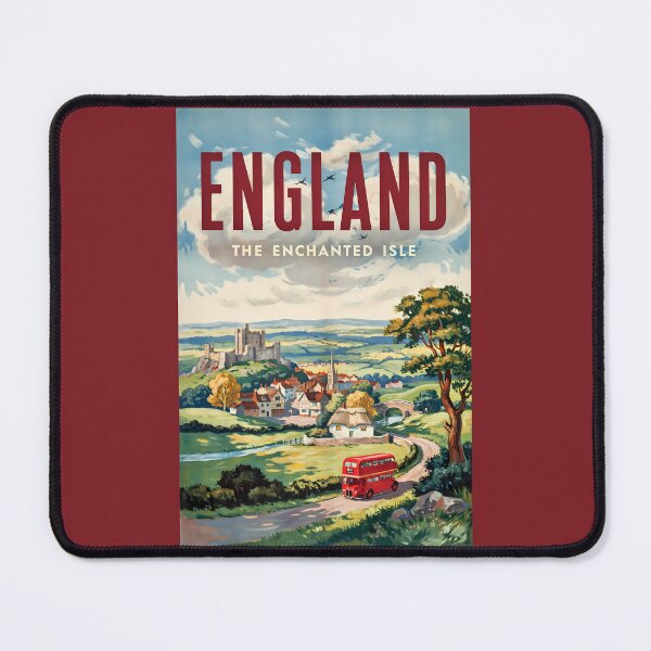 Item preview, England Bus Landscape Illustration Travel Art Vintage designed and sold by KrisSidDesigns.