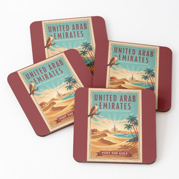 Item preview, UAE Dubai Falcon Desert Illustration Travel Art Vintage designed and sold by KrisSidDesigns.