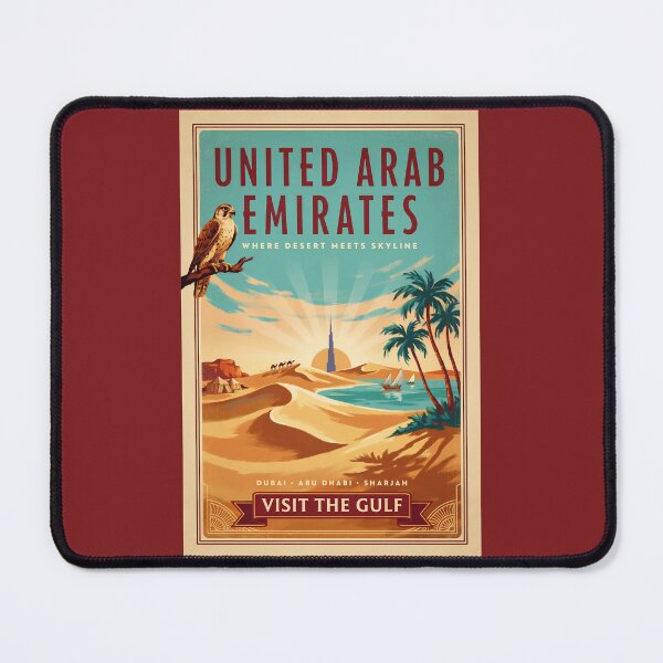 Item preview, UAE Dubai Falcon Desert Illustration Travel Art Vintage designed and sold by KrisSidDesigns.