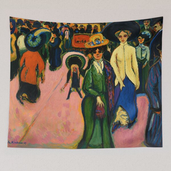 Item preview, Ernst Ludwig Kirchner - Street, Dresden - Expressionist Street Scene Painting for Vintage Art Collectors designed and sold by RickE.