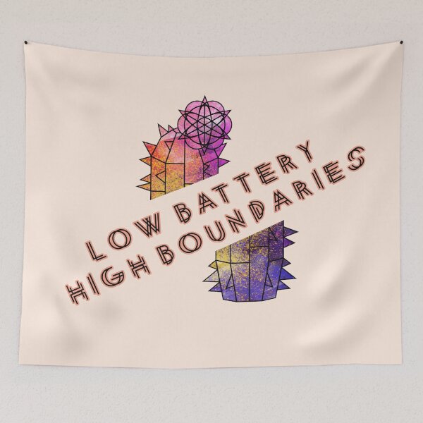 Item preview, Low Battery High Boundaries Self Care Cactus designed and sold by GraphicComet.