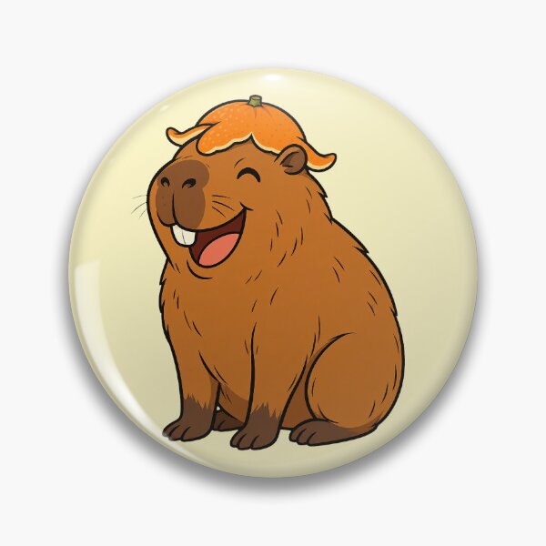 Item preview, Cute Happy Capybara Character Wearing Orange Peel Hat designed and sold by GiggleTime.