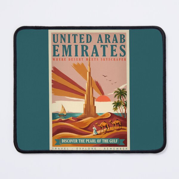 Item preview, UAE Camel Burj Khalifa Illustration Travel Art Vintage designed and sold by KrisSidDesigns.