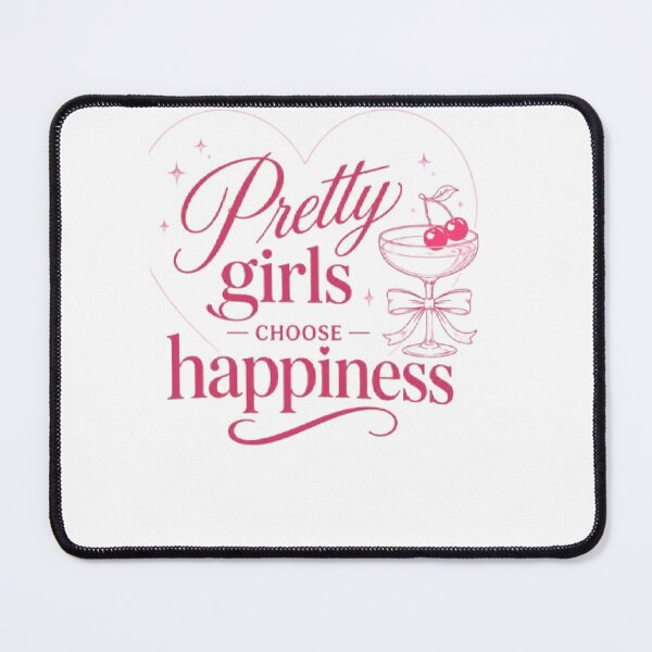 Item preview, Pretty Girls Choose Happiness Coquette Cherry Cocktail Glass Pink Aesthetic Sticker designed and sold by AveniaOficial.