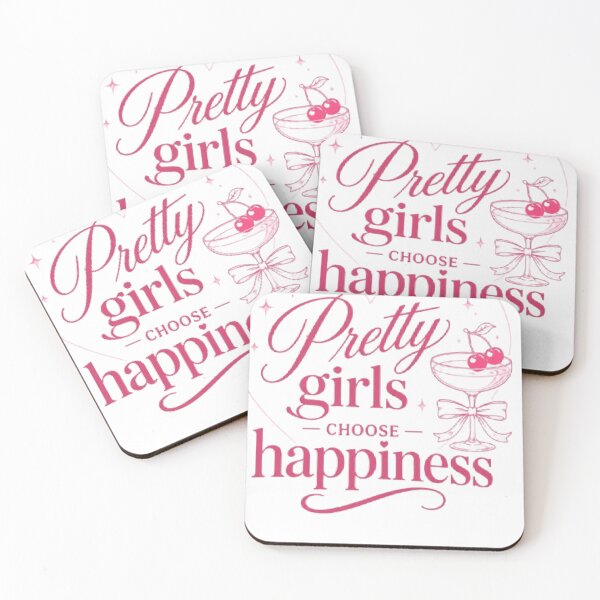 Item preview, Pretty Girls Choose Happiness Coquette Cherry Cocktail Glass Pink Aesthetic Sticker designed and sold by AveniaOficial.