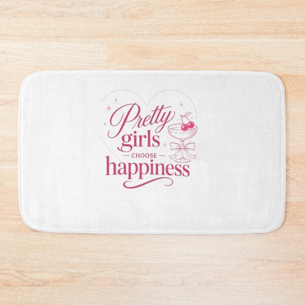 Item preview, Pretty Girls Choose Happiness Coquette Cherry Cocktail Glass Pink Aesthetic Sticker designed and sold by AveniaOficial.