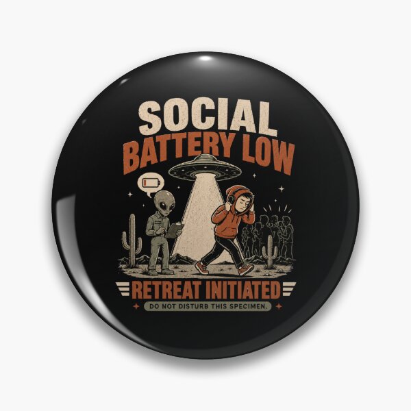 Item preview, Social Battery Low - Funny Introvert Alien Retreat Design designed and sold by BlackSector77.