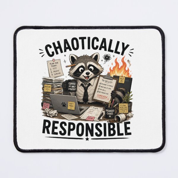 Item preview, Chaotically Responsible – Funny Raccoon Office Humor Design designed and sold by MotylekAnia.