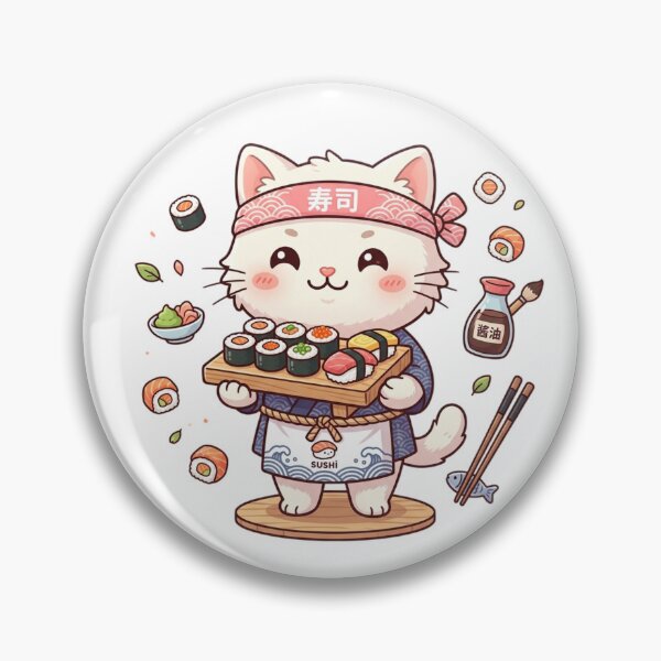 Item preview, Cute Kawaii Sushi Chef Cat Illustration designed and sold by ajamzbox.