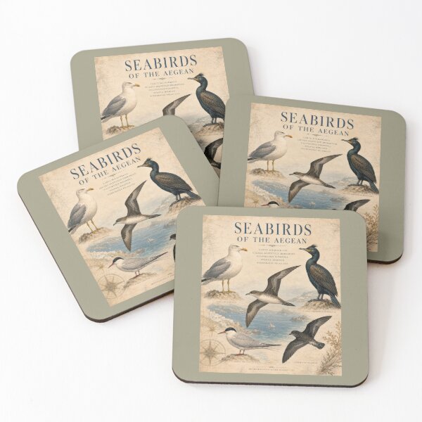 Item preview, Vintage Aegean Seabirds Chart - Mediterranean Wildlife Field Guide Poster designed and sold by angelisart.