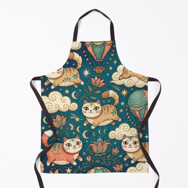 Item preview, Whimsical Cats and Hot Air Balloons Pattern designed and sold by Iampoji.