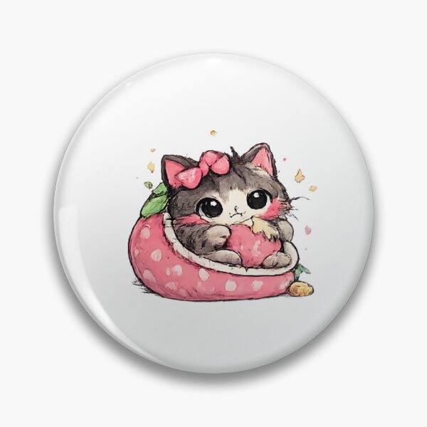 Item preview, Kawaii Strawberry Kitten Sticker – Cute Pink Cat Watercolor Art for Cat Lovers designed and sold by vansaidshop ⭐⭐⭐⭐⭐.